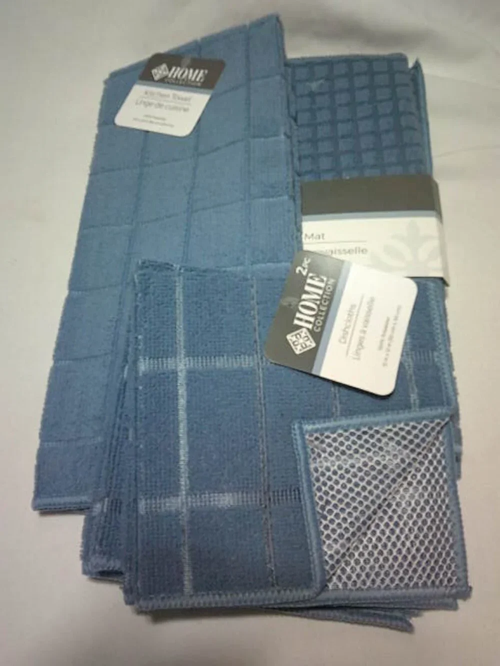 NEW LOT HOME COLLECTION DISHCLOTHS, KITCHEN TOWEL, & MATCHING DRYING MAT BLUE 🔥